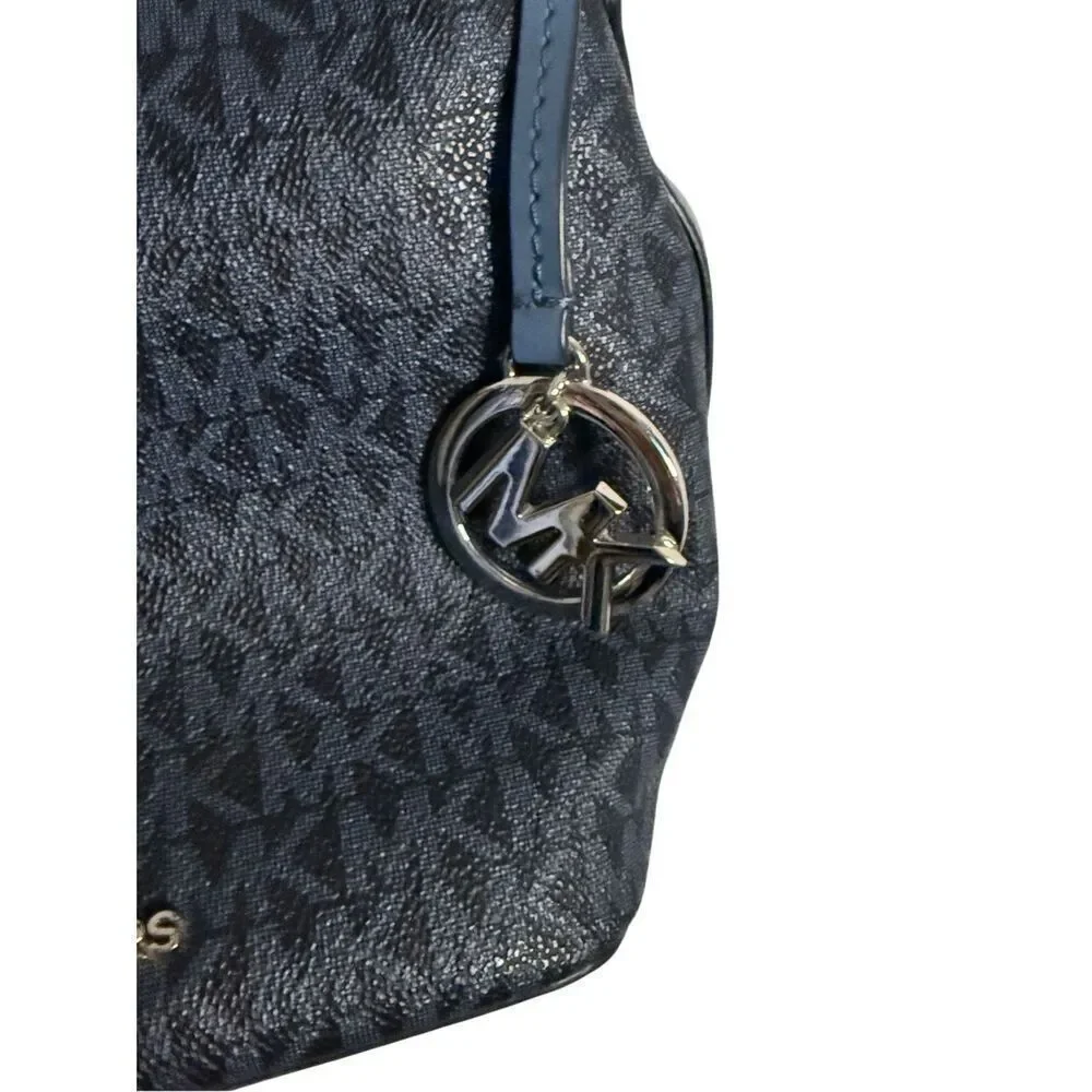 Michael Kors Women's Kimberly Leather Messenger Bucket Crossbody Bag Navy Blue